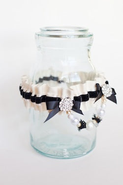 ivory and black wedding garter