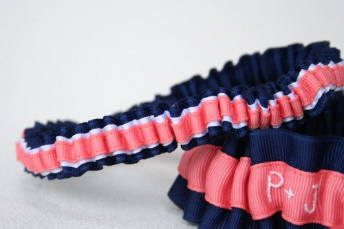 wedding-garter-to-toss-navy-and-coral-The-Garter-Girl