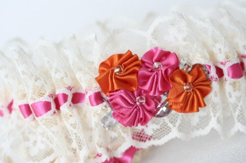 ivory-lace-hot-pink-orange-bridal-garter-set-The-Garter-Girl2