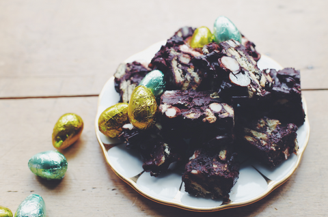 Rocky road piled high on a place