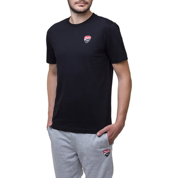 T-shirt nera con badge Ducati Corse Agar, Abbigliamento Ducati, SKU a722000133, Immagine 0