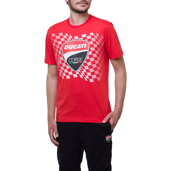 T-shirt rossa con bandiera a scacchi Ducati Corse Athos, Abbigliamento Ducati, SKU a722000139, Immagine 0