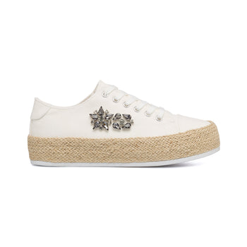 Sneakers off-white da donna in canvas con suola in corda Lora Ferres, Articoli NON in sconto, SKU w014000649, Immagine 0