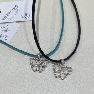 Sterling Silver Butterfly Charm on Suede Cord