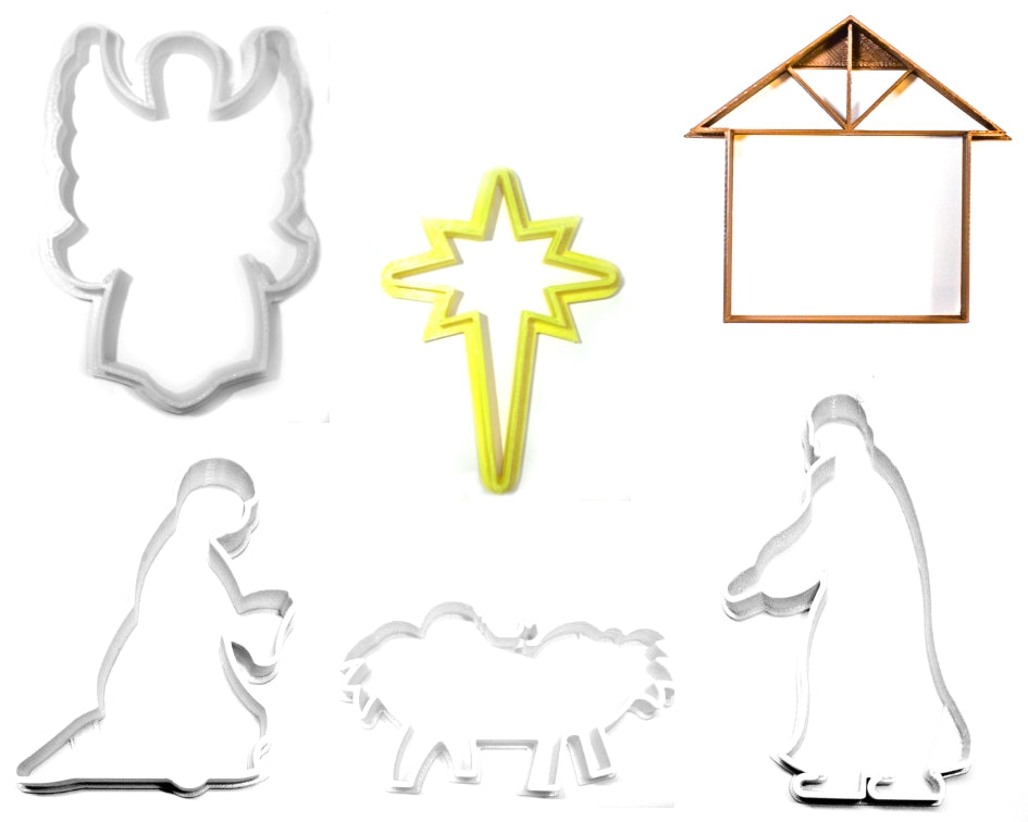 Nativity Scene Cookie Cutter 7 pc Set Religious Christmas Joseph Mary Angel Jesu Cookie Cutters 