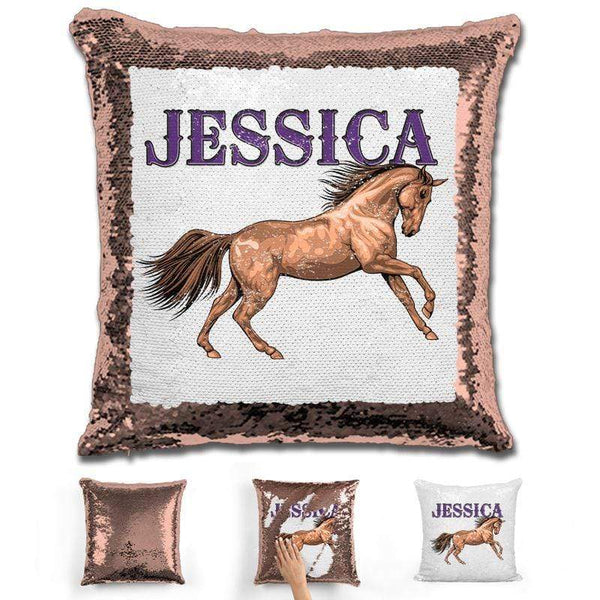 horse sequin pillow