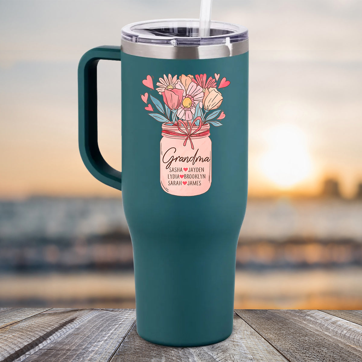 Grandma Vase Personalized With Kids Name Water Bottle Tumblers - LemonsAreBlue product image