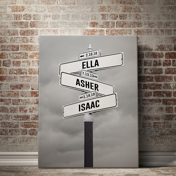 Image of Custom Kid Birth Date + Name Personalized Street Sign Canvas Wall Art