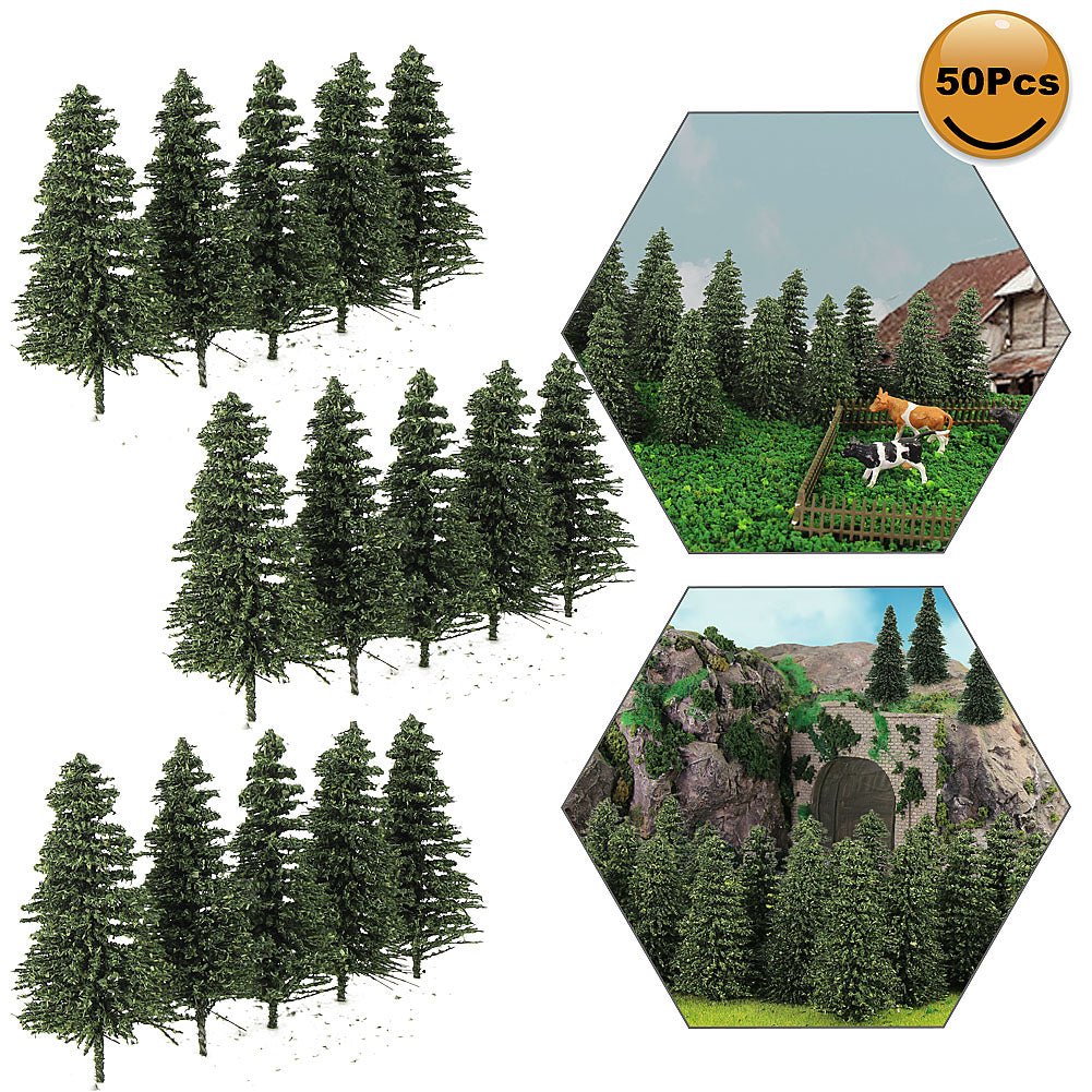 S3812 100pcs N/Z Scale 1:220 Model Pine Trees Green