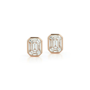THOBY 18K ROSE GOLD AND DIAMOND ILLUSION SET STUD EARRINGS