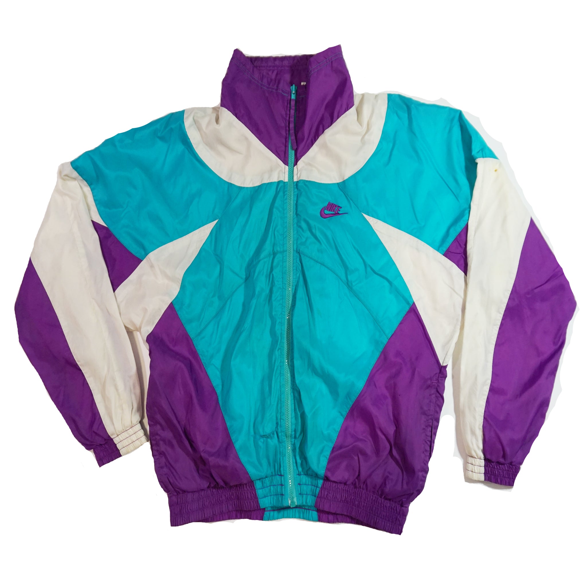 white and purple nike windbreaker