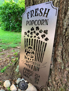 Fresh Popcorn Snack Bar Sign - Movie Theater Decor