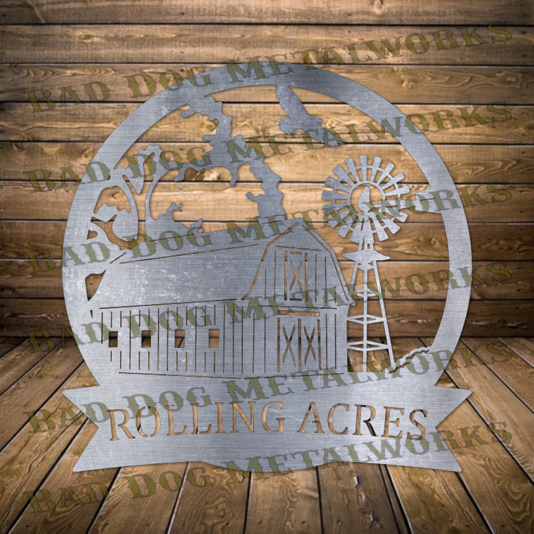 Barn and Windmill Personalizable Farm Sign - Dxf and Svg – Bad Dog