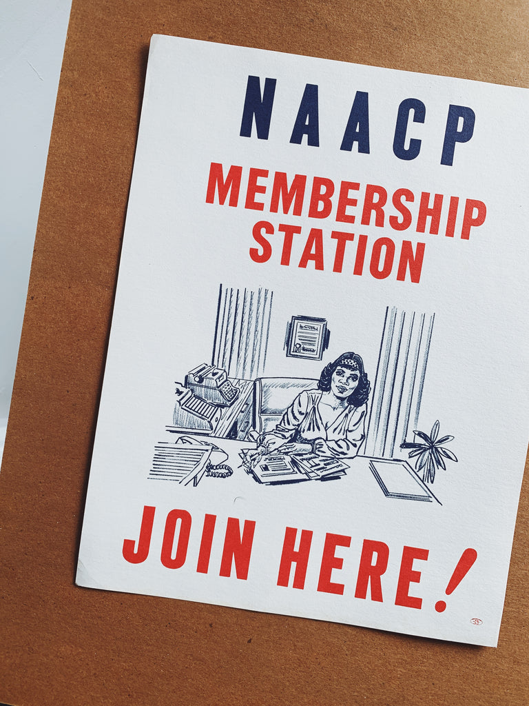 Vintage Rare Naacp Membership Station Poster 1960s 70s Blk Mkt Vintage 2325