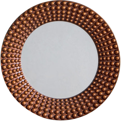 Round Gold Beaded Mirror