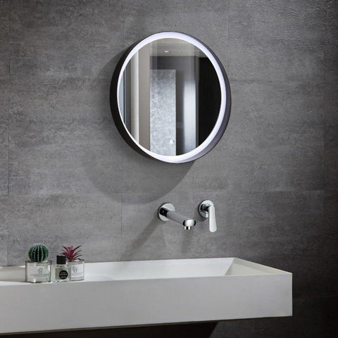 Round Black Framed Bathroom Mirror