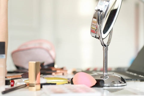Makeup mirror on drawer