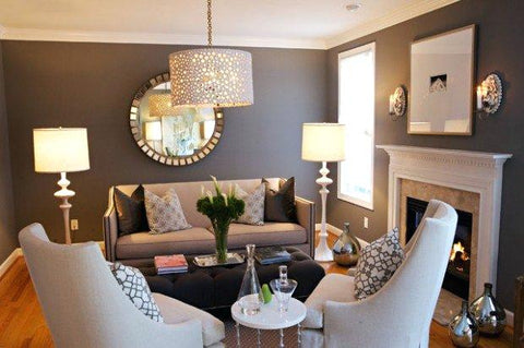 formal lounge with focal mirror