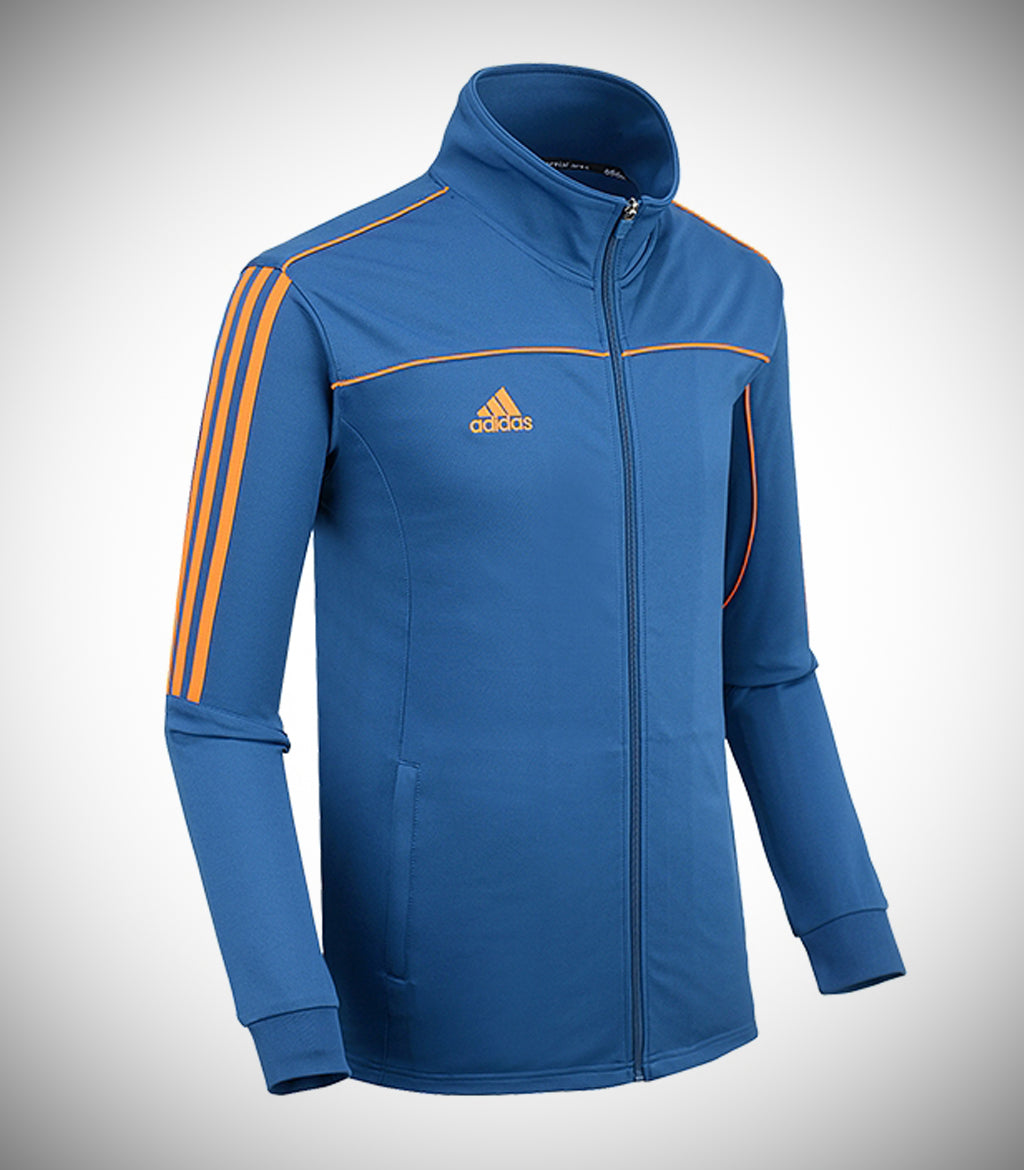 blue orange and white adidas jacket