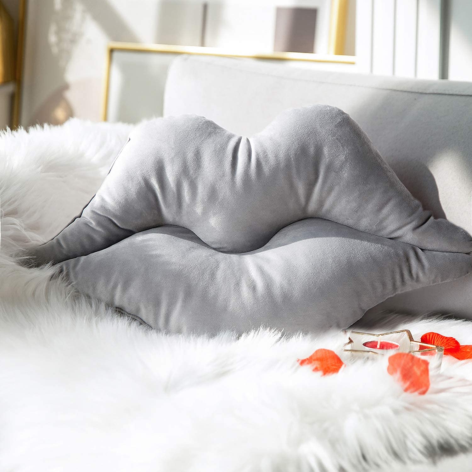 Grey Lips Pillow - Tapestry Girls product image