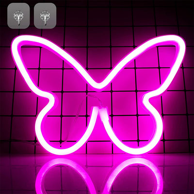 Pink Butterfly Neon Sign - Aesthetic Decor | Tapestry Girls