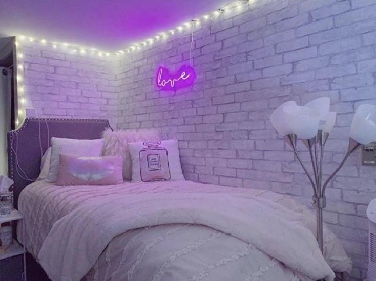 white room with led lights