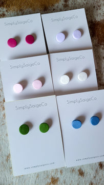 Simple Clay Circle Studs - Handmade