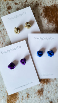 Twisted Clay Knot Stud Earrings - Handmade