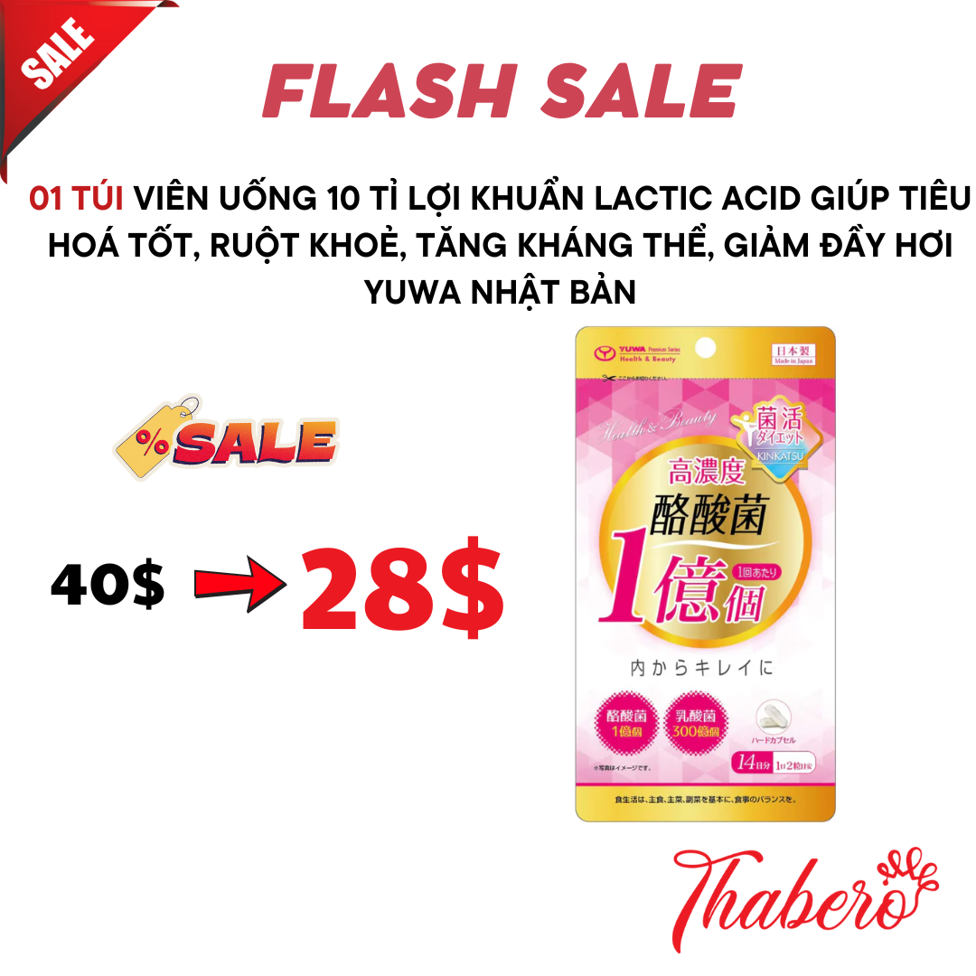 Viên uống 10 tỉ lợi khuẩn Lactic Acid giúp tiêu hoá tốt, ruột khoẻ, tăng kháng thể, giảm đầy hơi Yuwa Nhật Bản