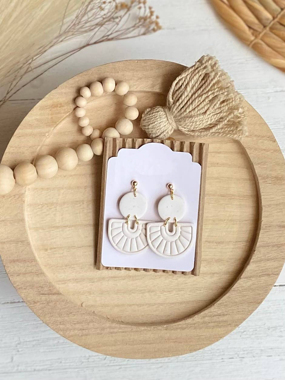 Boho Clay Earrings, Speckled Cream