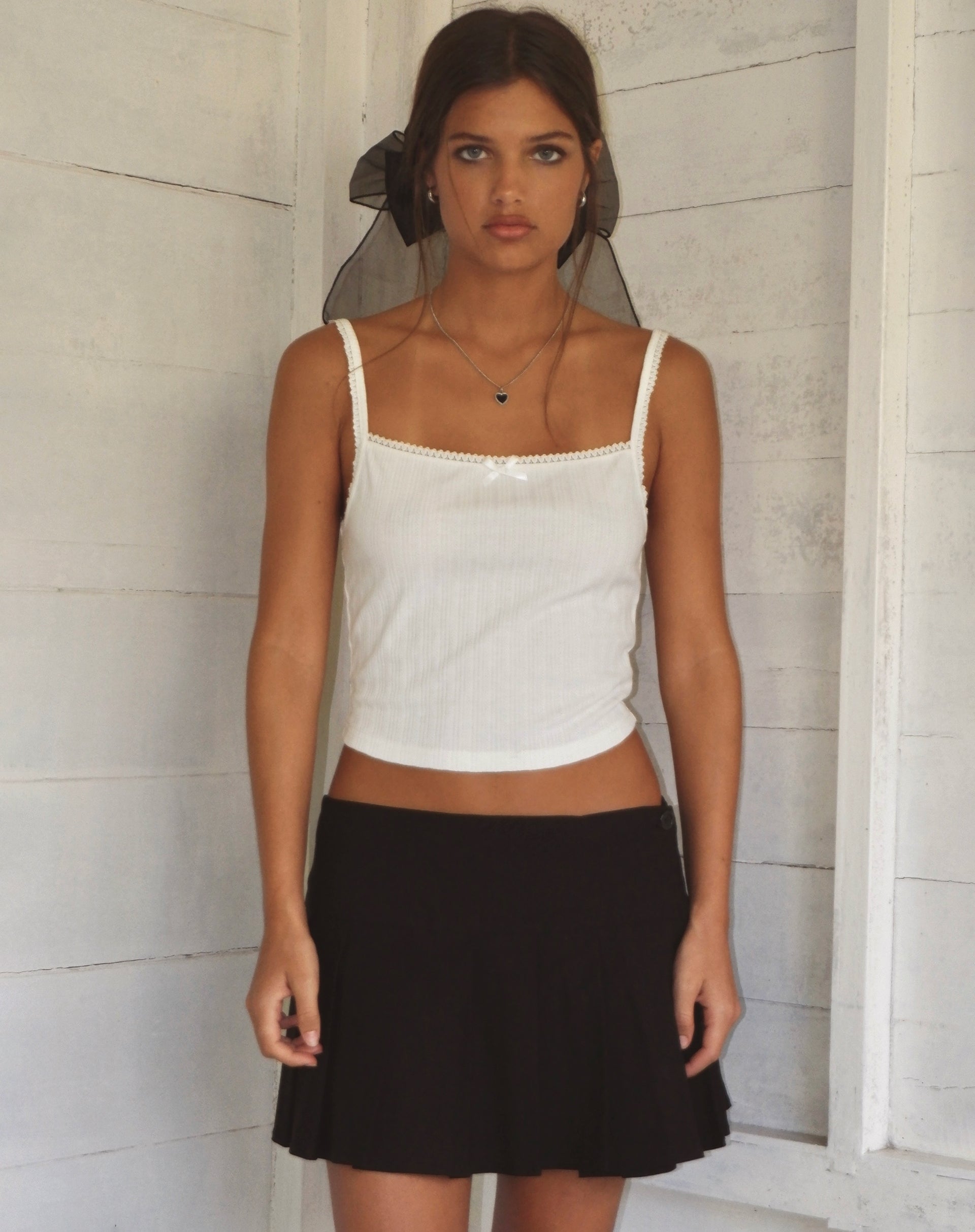 Off Duty Long Line Rib Jersey Support Cami - White