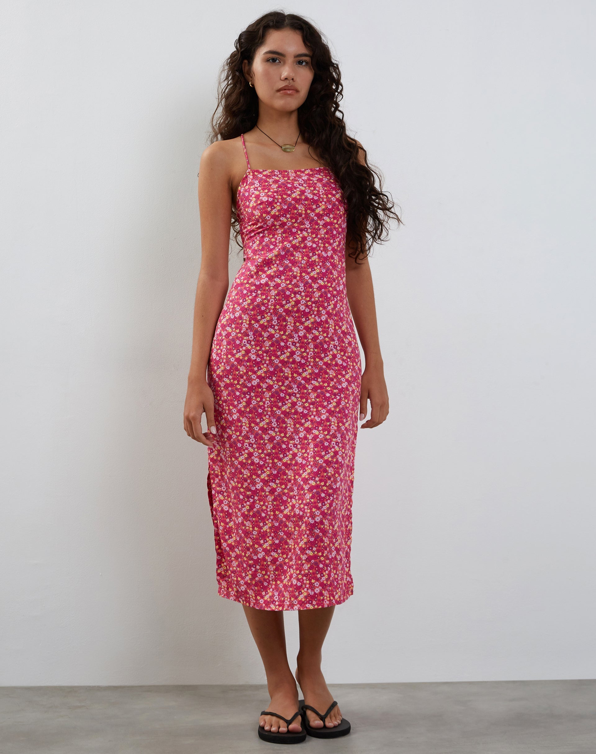 Ditsy Floral Pink Midi Dress  Nosita – motelrocks-com-aus