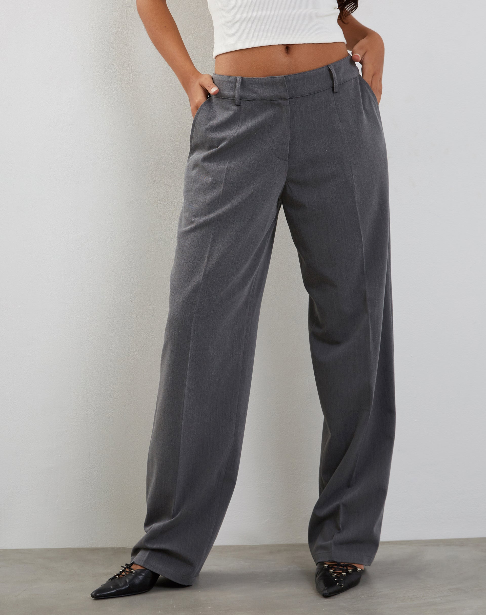 Charcoal Low Rise Tailored Trouser