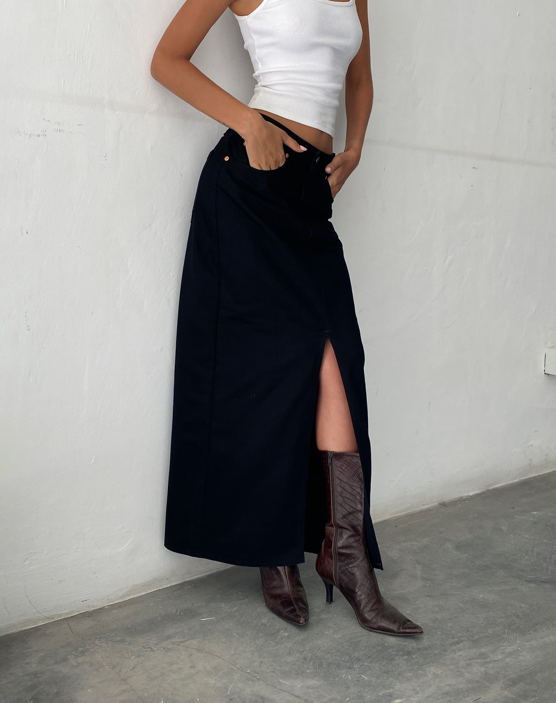 Maxenne | Long Modest Button Up Colored Maxi Skirt with Pockets – Apostolic  Clothing Company
