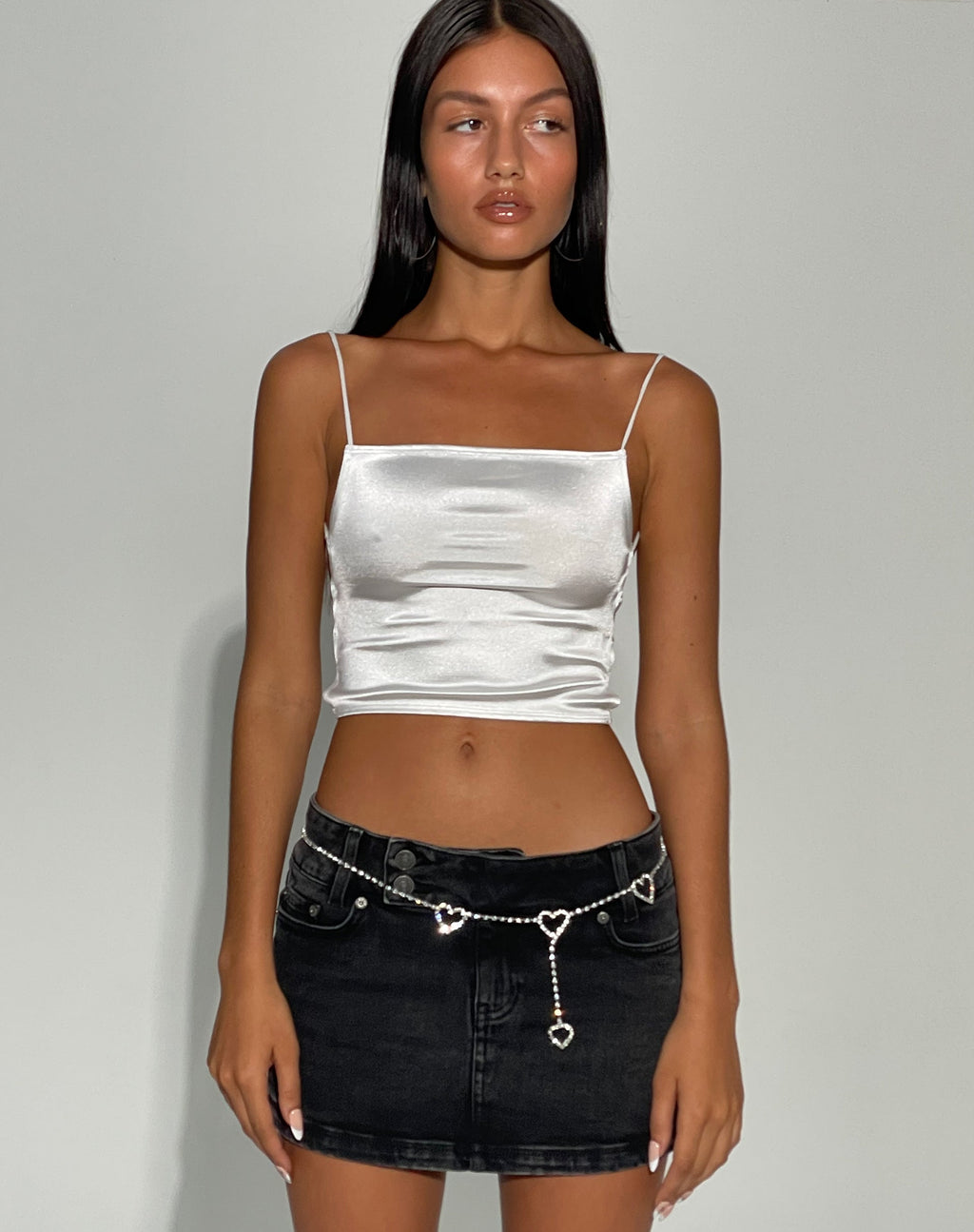 Ozka Crop Top in Satin Blue