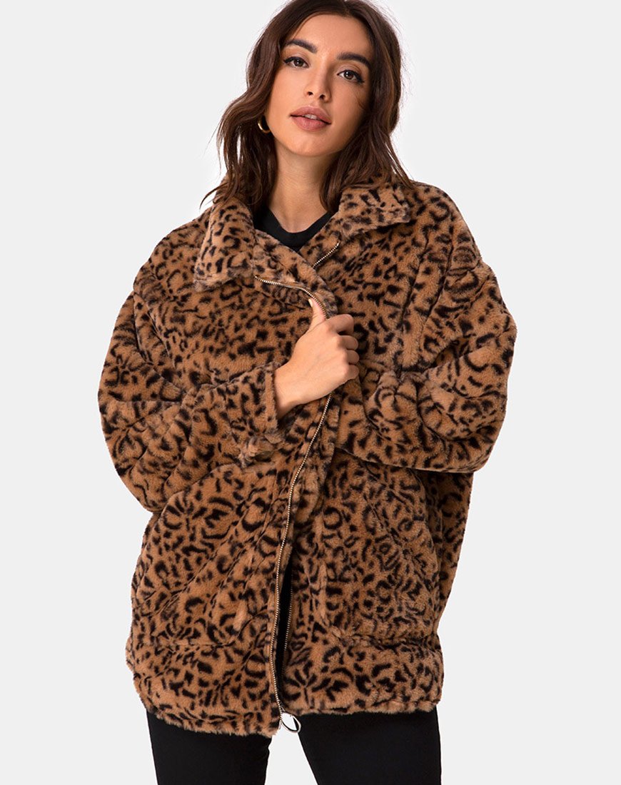 Teddy Bear Fur Coat in Brown Leopard – motelrocks-com-aus