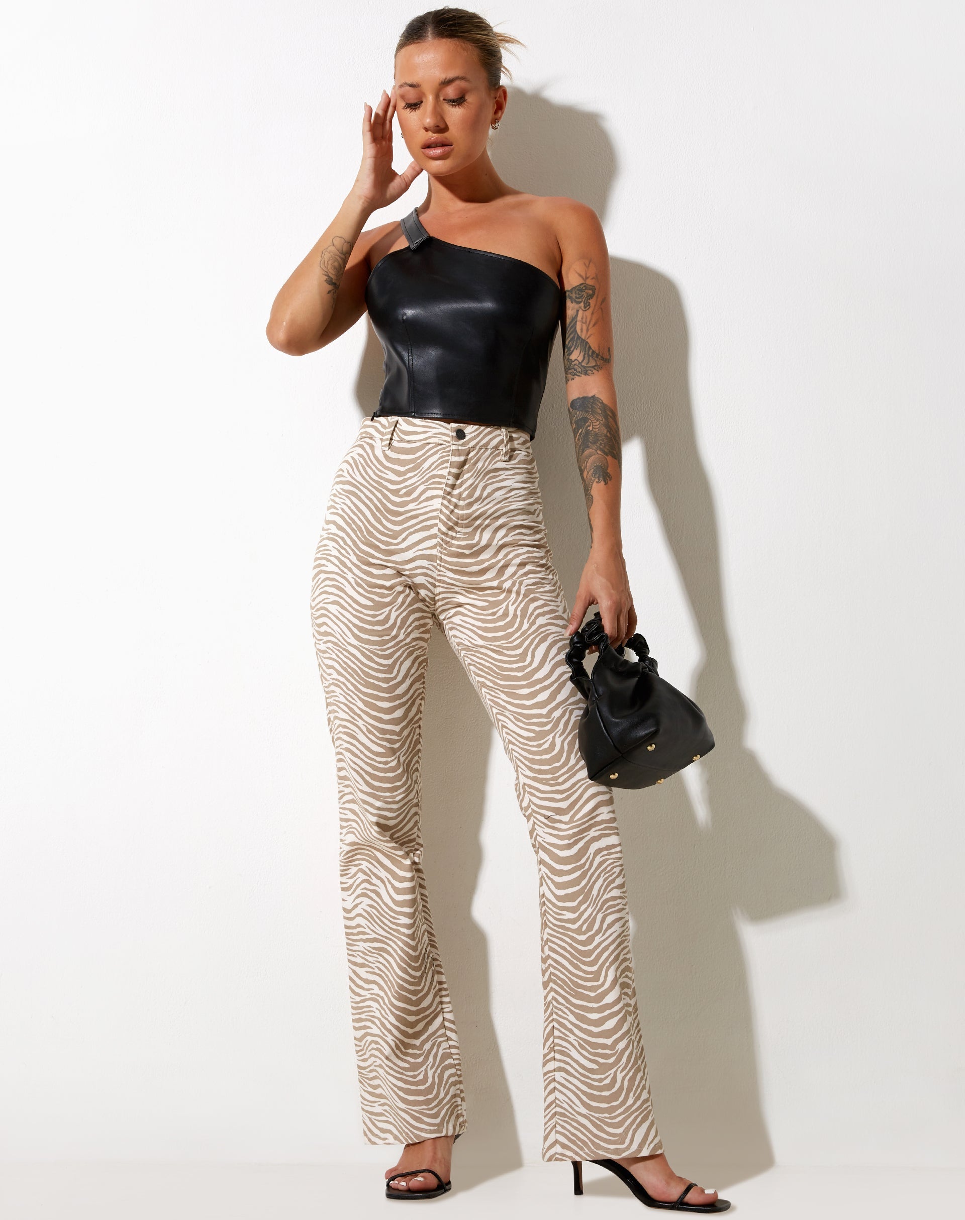 Zebra Printed Basic Flared Pants