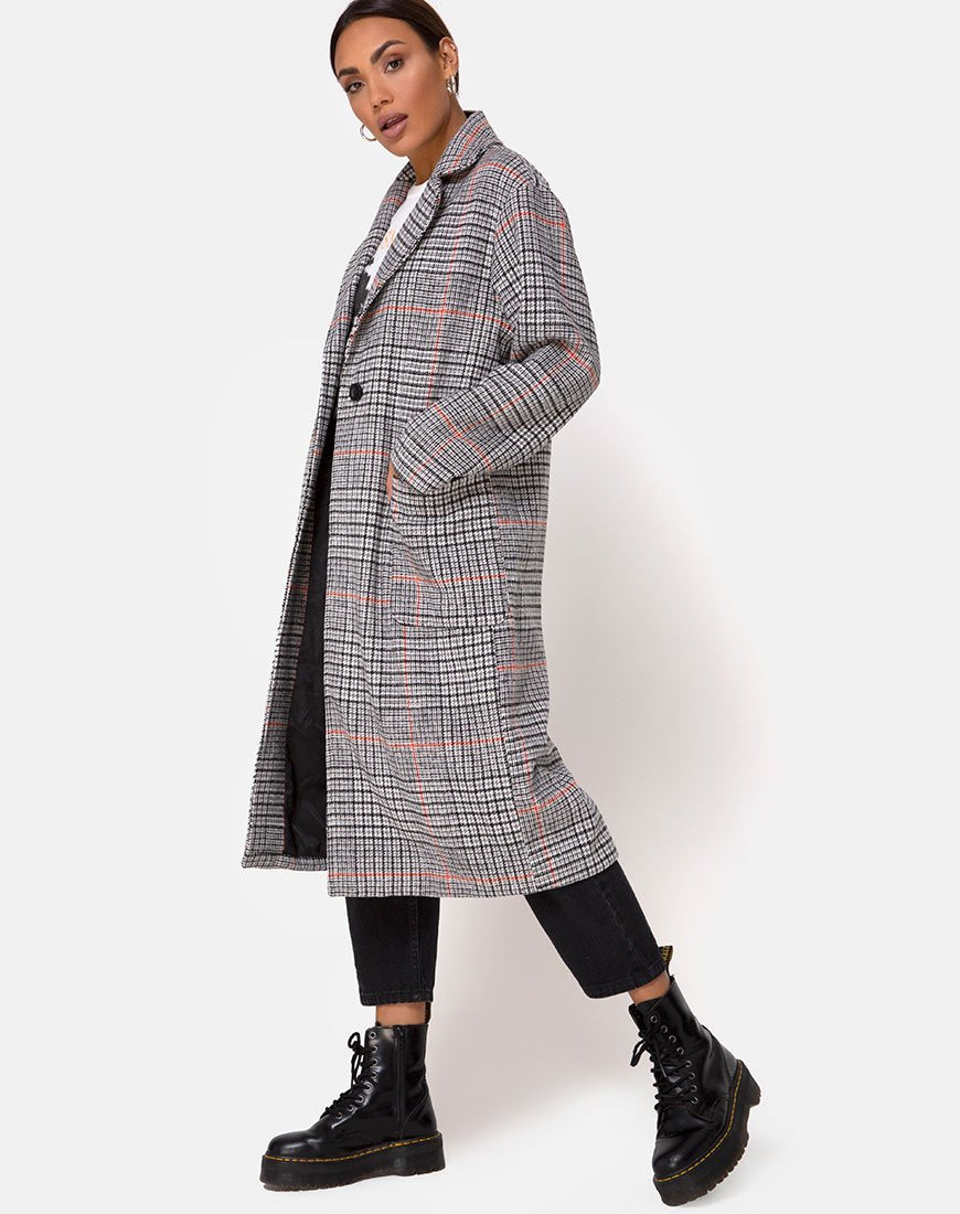 Orange Check Duster Coat | Glenn – motelrocks-com-aus