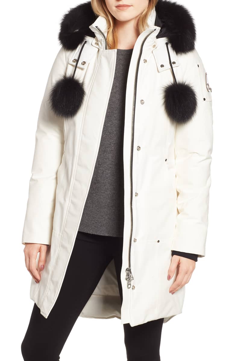 genuine fox fur trim down parka