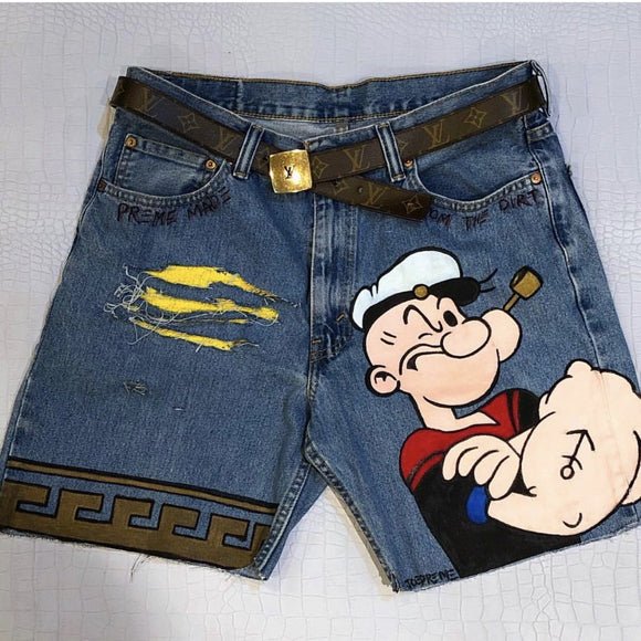 painted jean shorts