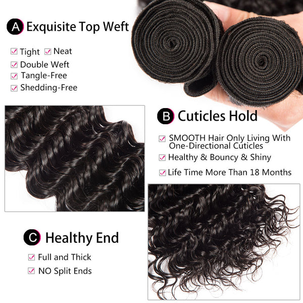 deep wave hair sample brazilian virgin remy human hair weaves extensions