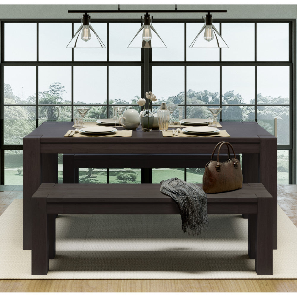 Kubo Dining Set Espresso Color With 2 Benches Artefama Furniture