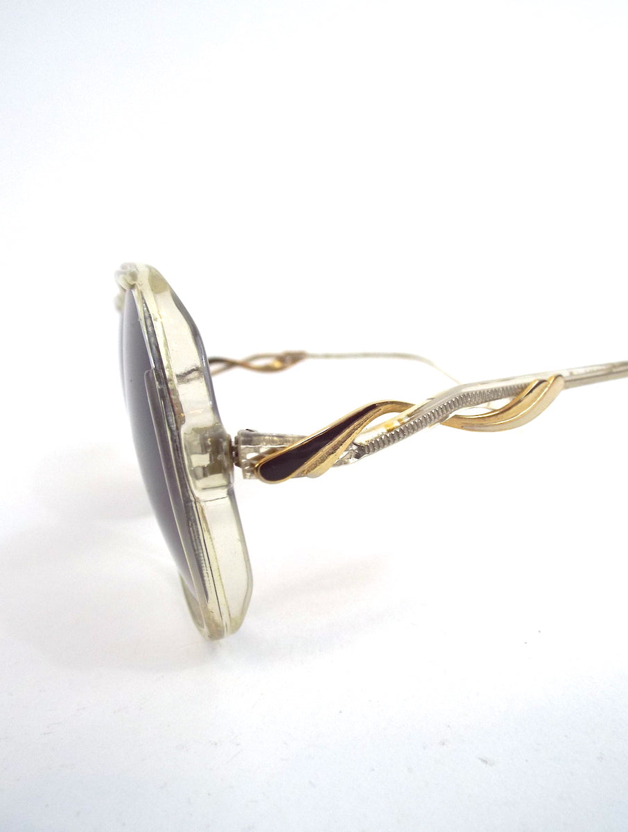 Vintage 80s Large Round Decorative Gold Arm Sunglasses – Total Recall ...