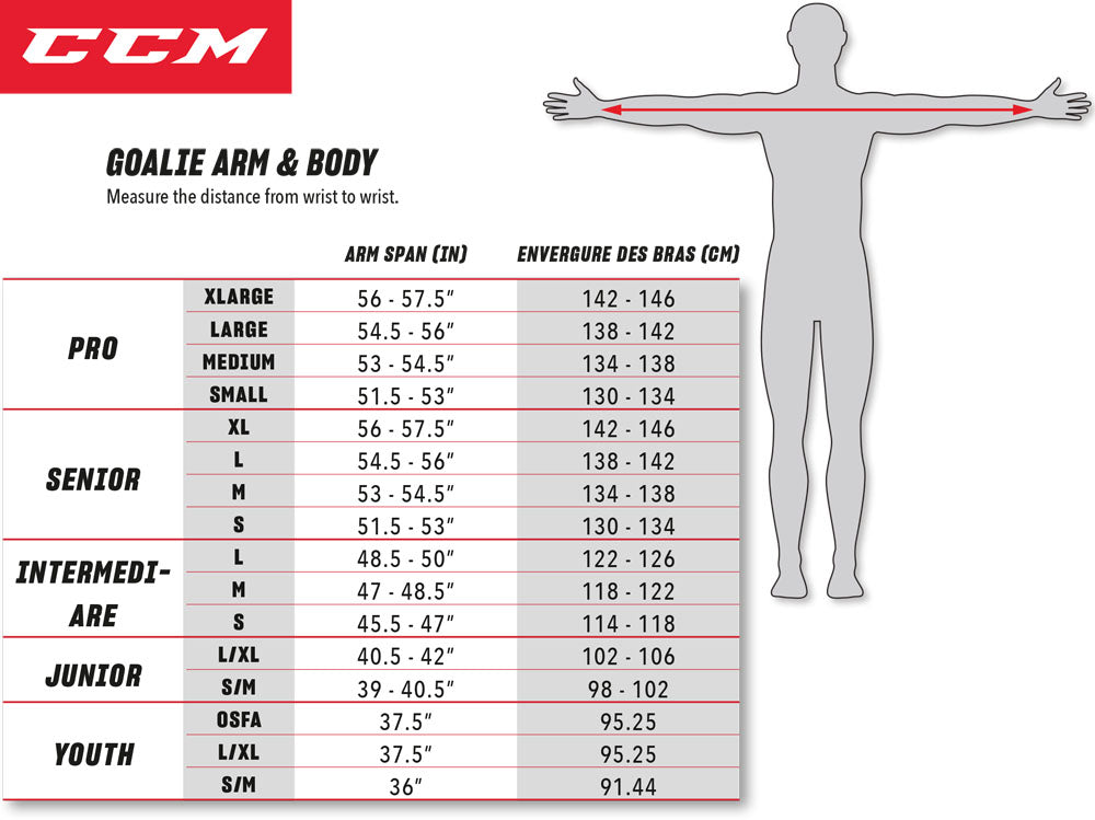 CCM Chest Protector Sizing Chart