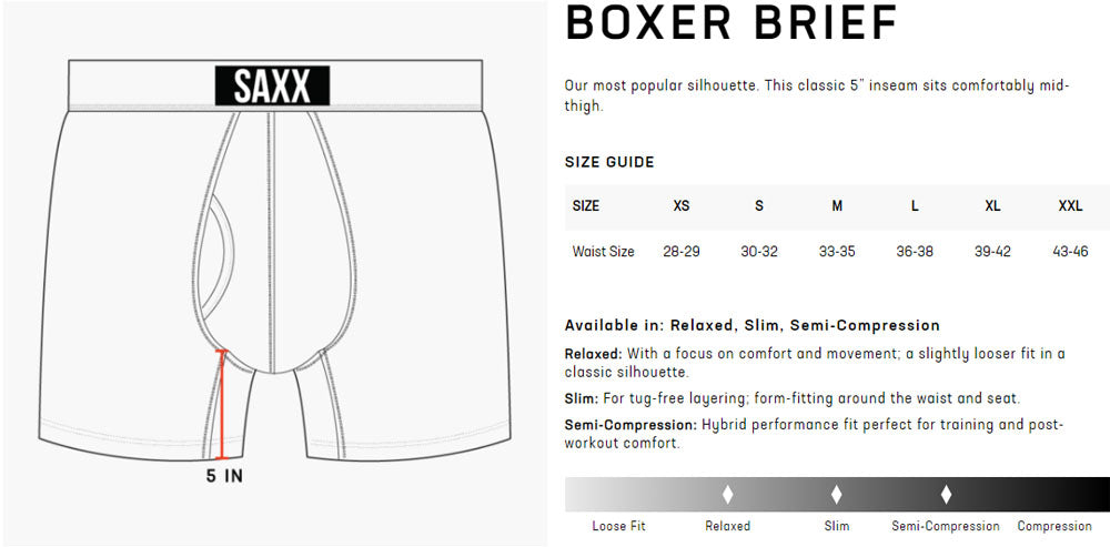 Saxx Boxerbrief Sizing Chart