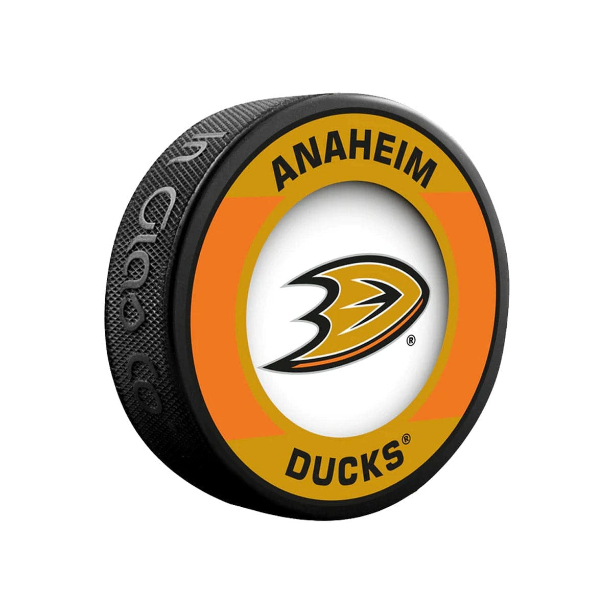 Anaheim Ducks Inglasco NHL Retro Logo Hockey Puck