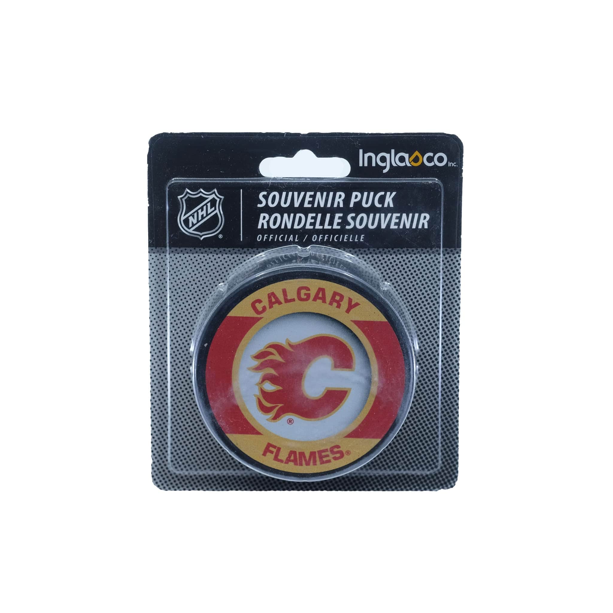 Calgary Flames Inglasco NHL Retro Logo Hockey Puck