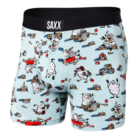 Saxx Underwear Men's Boxer Briefs- Ultra Boxer Briefs with Fly and Built-in  Ballpark Pouch Support – Underwear for Men, Storm Blue Buffalo Check