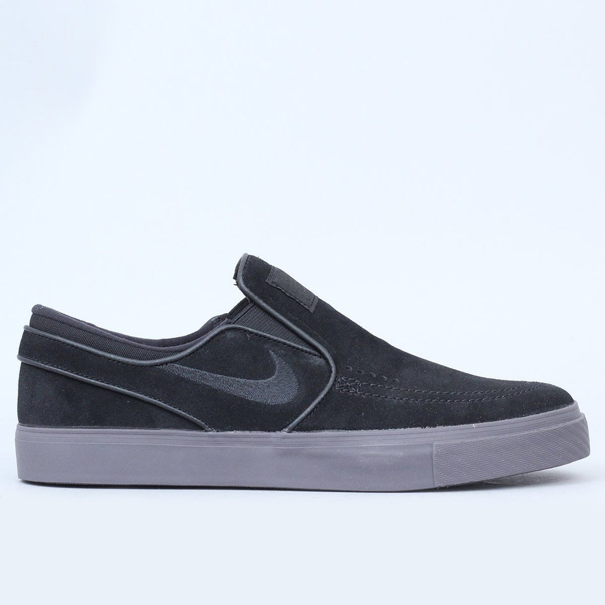 sb janoski black  and  bone suede slip-on skate shoes