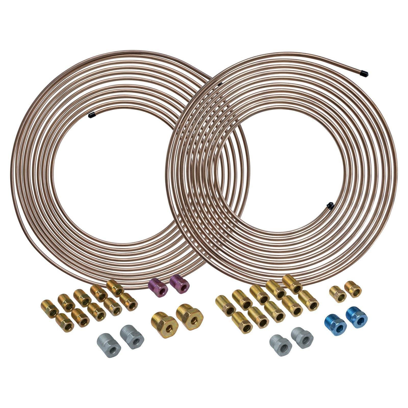 3/16" & 1/4" x 25' | Copper-Nickel Brake Line Tubing Coil and Fitting Kits | 2 Kits - 4LifetimeLines product image